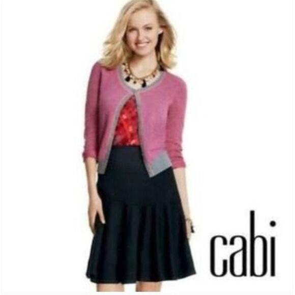 Cabi Y2K Pink Gray Geometric Lightweight Button Front Layering Cardigan Large - Picture 1 of 6